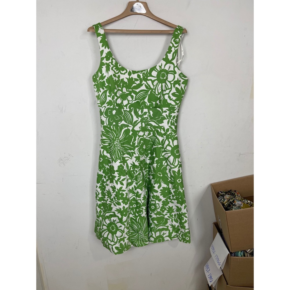 Donna Ricco Green and White Floral Midi Dress